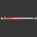 Automotive Shock Absorber With Red Coil Spring And Gray Metal Connecting Ends