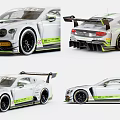 Bentley Race Car With White Body Green Accents And Aerodynamic Rear Spoiler