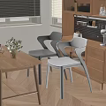 Red Modern Leisure Chair With Wooden Table And Green Plant In Light Room