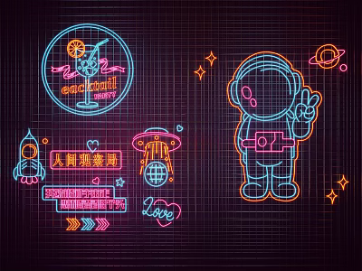 Modern Decorative Light Bar Neon Light 3d model Modern Decorative Light Bar Neon Light 3d model