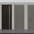 Modern Three Hinged Doors With Textured Panels Neutral Tones And Clean Lines 3d model