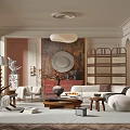 Modern Living Room Interior With White Sofa Coffee Table Pendant Light And Artwork