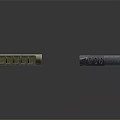 Various Types of Weapons Arranged on Dark Background with Different Sizes and Shapes