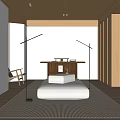 Minimalist Study Room Interior With Wooden Desk Floor Lamps And Woven Wall