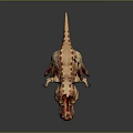 Fierce T-Rex Dinosaur 3D Character With Red Head Horns Yellow Eyes And Orange Beige Body
