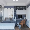Tatami Bedroom Interior Design With Bed Desk Chair Cabinets And Stuffed Toy