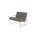 Modern Accent Chair With Leather Upholstery Tufted Backrest And Gold Metal Frame
