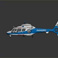 Blue and White Helicopter With Rotating Rotor Creating Yellow Ring Effect Against Dark Background 3d model