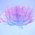 Transparent Pink And Blue Gradient Rose With Light Blue Background 3d model