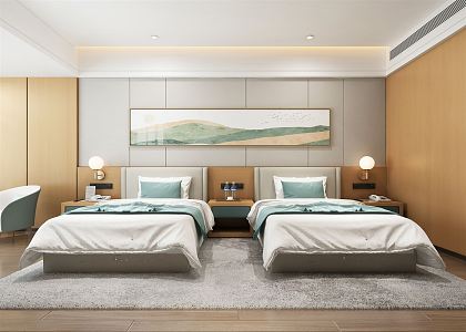 New Chinese Room Hotel Room 3d model