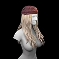 Game Movie Character With Red Crocheted Hat Blonde Long Braided Hair On Black Background