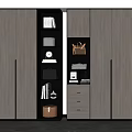 Modern Wooden Wardrobe With Hanging Space Drawers Open Shelves And LED Lighting