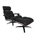 Black Leather Recliner Chair with Ottoman Modern Design and Comfortable Seating