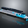 Maersk Sealand Train Locomotive With Blue And White Exterior And Black Top Design