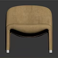 Tan Velvet Accent Chair With Modern Curved Backrest And Sleek Metal Legs
