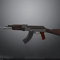 Classic AK Rifle Design With Wooden Stock Red Grip And Black Magazine