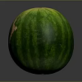 Whole Green Striped Watermelon on Gray Background for Fresh Fruit