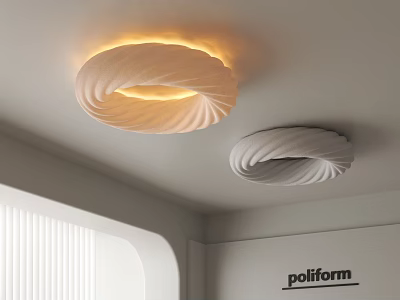 Modern Spiral White Ceiling Lights with Warm Glow for Indoor Interior Design 3d model