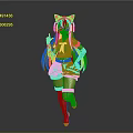 Golden Anime Girl 3D Model With Cat Ears And Running Pose Design