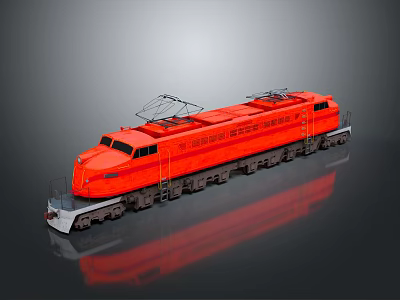 Red Electric Train With Detailed Exterior And Reflective Surface Display Model Design 3d model
