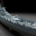 Military Battleship With Gray Hull Main Turrets Superstructure And Red Deck