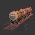 Yellow Railway Tank Cars With Green Undercarriage And PETRONAS Logo