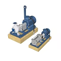 Industrial Equipment Pumps Featuring Blue And Silver Components On Wooden Base