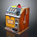 Vintage PACE Slot Machine With 5 Cent Sign Wooden Structure And Colorful Decorations