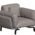 Elegant Cream Single Sofa With Leather Upholstery Cushion And Golden Metal Legs