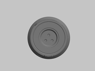 Gray Circular Mechanical Button With Three Central Holes And Smooth Surface 3d model