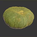 Round Green Striped Pumpkin With Yellow Spots For Home Living Decor