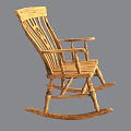Traditional Wooden Rocking Chair With Carved Details And Comfortable Seat Armrests