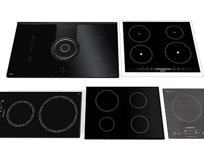 Various Induction Cooktops with Different Heating Zones as Essential Kitchen Appliances 3d model