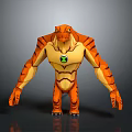 3D Model Orange Yellow Game Movie Character With Green Symbol On Chest And Muscular Build