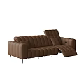Brown Leather Multi Seat Sofa With Stitched Design Reclining Function And Comfortable Pillows 3d model