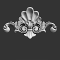 Elegant Decorative Carving With Shell Shaped Design Curved Patterns And White Finish 3d model