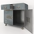 Gray Vintage Bedside Table With Numbered Drawers Vented Doors And 1879 Product Label