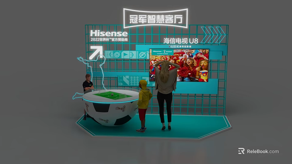 Hisense U8 Smart TV 2022 World Cup Sponsor Family Watching In Smart Living Room 3d model 