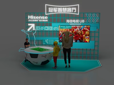 Hisense U8 Smart TV 2022 World Cup Sponsor Family Watching In Smart Living Room 3d model