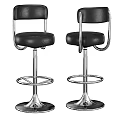 Stylish Black Leather Bar Stools With Metal Frame And Footrest Ring