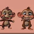 Two Cute Cartoon Reptiles With Smiling Faces And Open Arms On Pink Background