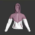 Pink And White Color Block Hoodie With Front Zipper And Side Pockets