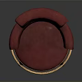 Elegant Red Velvet Tufted Bar Stool With Wooden Legs And Golden Ring