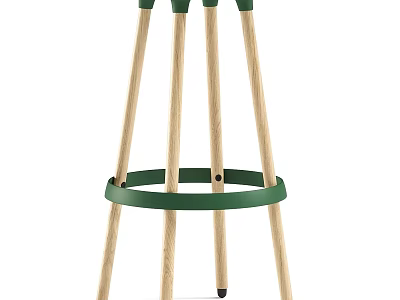 Modern Single Chair With Slim Light Wooden Legs And Green Accents 3d model