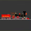 Detailed Red and Black Vintage Steam Train Model with Gold Accents on Track
