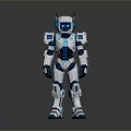 Game Movie Robot Character With White Blue Armor Mechanical Design And Glowing Accents