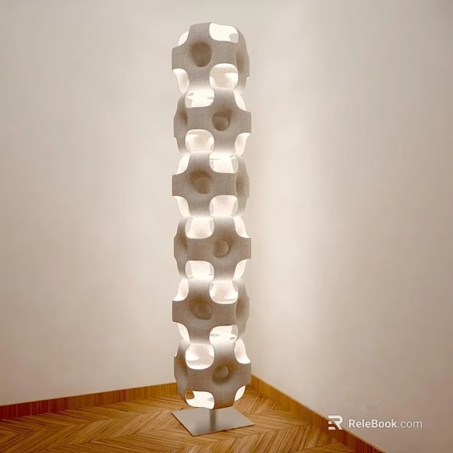 Unique shaped Floor Lamp With Circular Cutouts Modern White Indoor Lighting Design 3d model