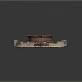 Vintage Red Brick and Wooden Door Furniture with Ornate Carvings and Pediment Design