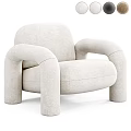 Beige Upholstered Leisure Chair With Rounded Armrests And Plush Seat Design