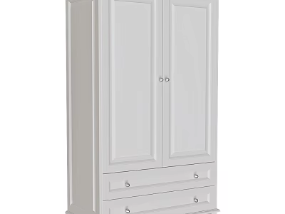 Modern White Double Door Wardrobe With Drawers And Storage Furniture Design 3d model